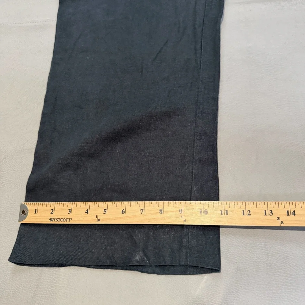 Banana Republic Women Black Linen Wide Pleat Trouser Pant Lagenlook Flow-16-6953